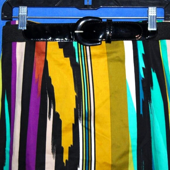 Worthington Striped Midi Skirt - Women's Size 8 - Multicolor Abstract Print - Be - Picture 2 of 5